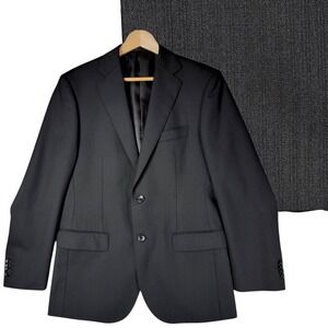Stuart Kent Blazer sz 38 Mens Black Ribbed Single Breasted‎ Two Button Career